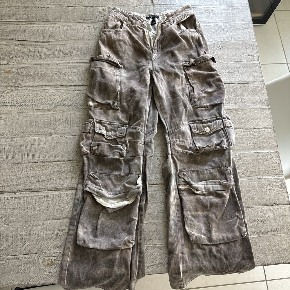Forever 21 Gray Cargo Pants with Utility Design